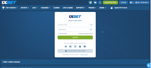 1xbet Canada login