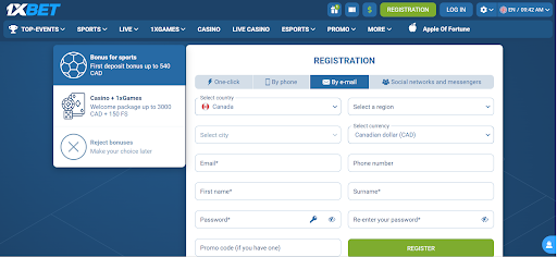 1xbet Register via Social Networks