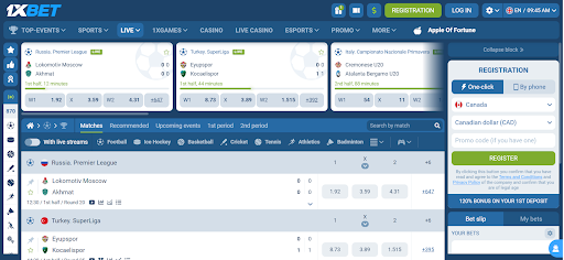 1xBet Betting Canada
