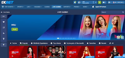 1xBet Live Casino Canada