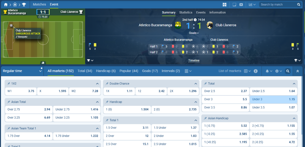  1xBet live football 