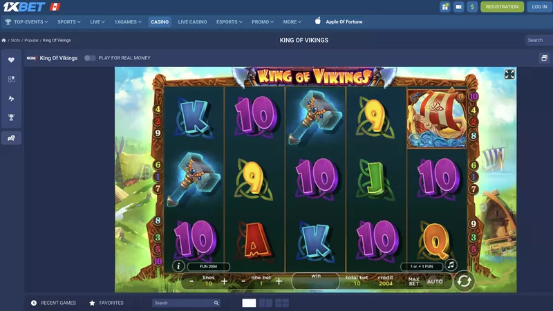 King of Vikings slot reels at 1xBet