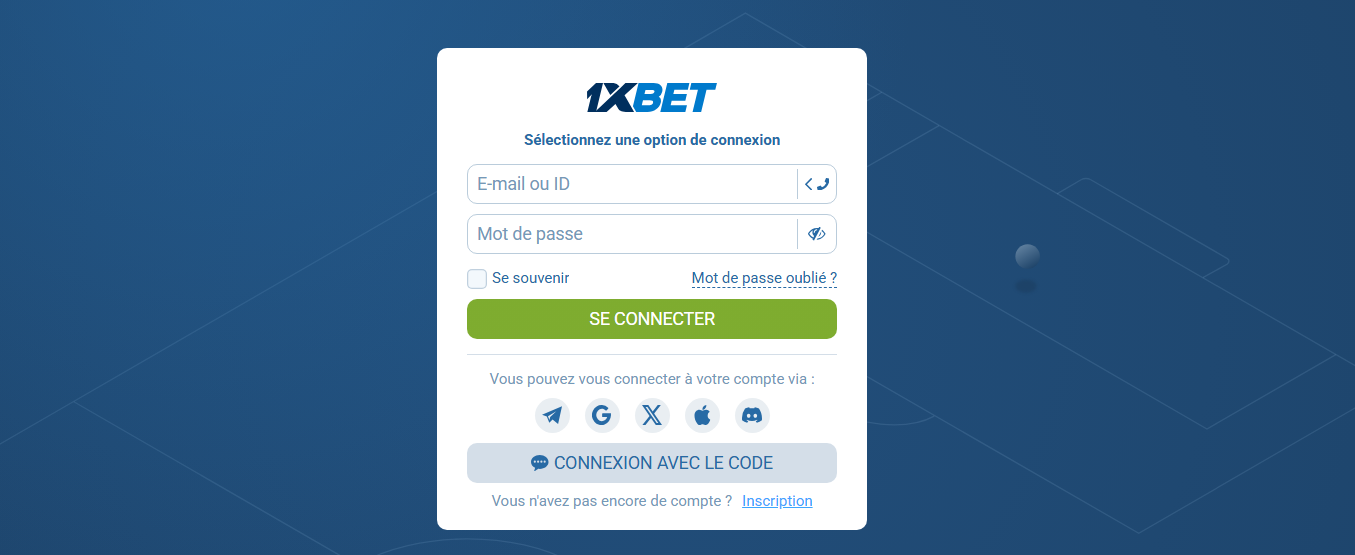 Récupération du mot de passe 1xBet par e-mail ou numéro de téléphone